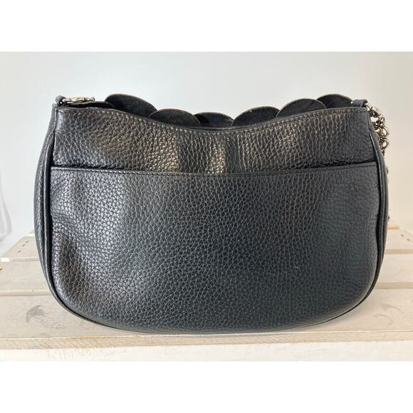 BRIGHTON SMALL BLACK LEATHER FLOWER PETAL SHOULDER BAG - Picture 4 of 16